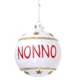 Sfera vetro scritta nonno bianco tondo cm ø10h10