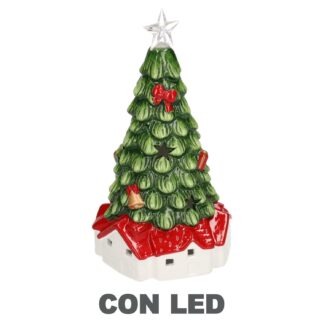 Albero ceramica verde con led cm16x15,5h30,5