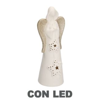 Angelo ceramica bianco oro con led cmø7h21