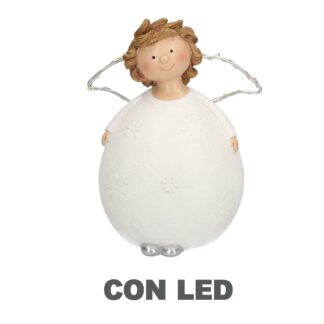 Angelo resina bianco con led cm14x9h18