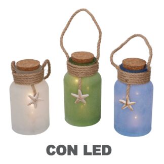 Barattolo vetro led assortiti cmø8,5h15