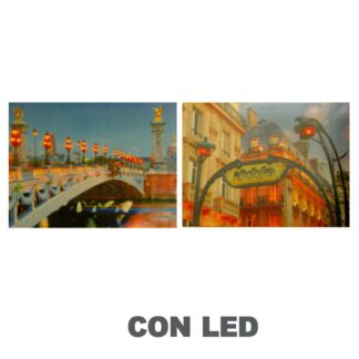 Quadro led parigi illuminato 2 assortiti cm80x60x3