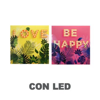 Quadro stampa party c/led 2 assortiti cm50x50x1,8