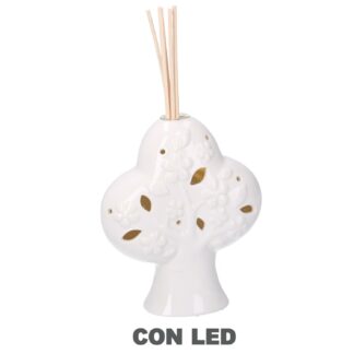 Profumatore ambiente ceramica albero con led bianco cm14x14h16/24