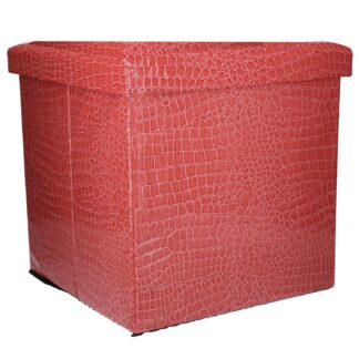 Puff ecopelle rosso quadro pieghevole cm30x30h30