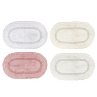 Tappetino bagno 100% cotone romance ovale 4 assortiti antiscivolo cm50x80h2
