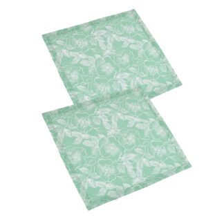 Tovagliolo tessuto wild rose set 2 pezzi verde acqua quadro cm40x40