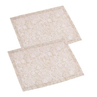 Tovaglietta flora jaquard set 2 pezzi beige rettangolare cm33x45