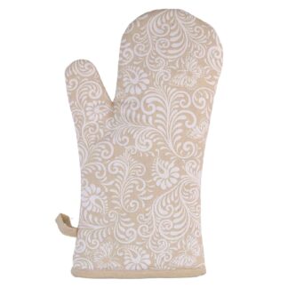 Guanto da cucina flora jaquard beige cm18x32