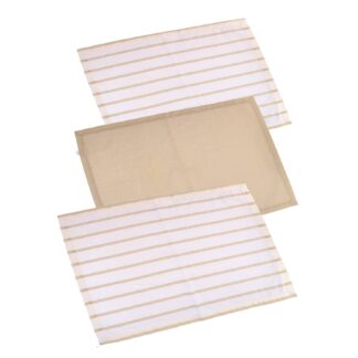 Canovaccio flora stripe set 3 pezzi beige cm50x70