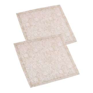 Tovagliolo flora jaquard set 2 pezzi beige quadro cm40x40
