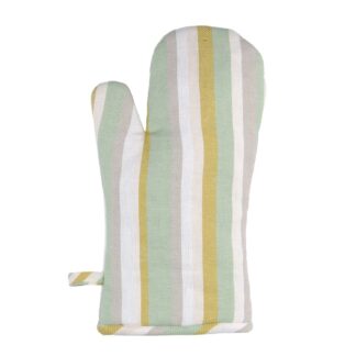 Guanto da cucina stripe verde acqua tinto in filo cm18x32