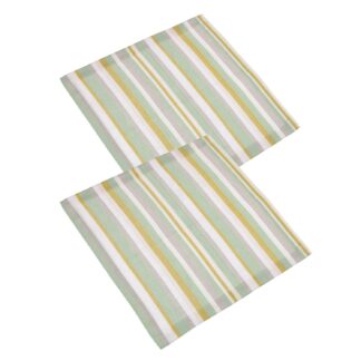 Tovagliolo set 2 pezzi stripe verde tinto in filo cm40x40