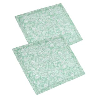 Tovagliolo flora jaquard set 2 pezzi verde salvia quadro cm40x40