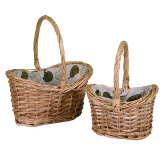 Cesto vimini 1-2 con fodera naturale ovale cm22x16h23