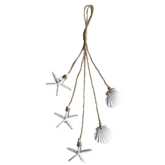 Decorazione resina stelle e conchiglie bianco cm40x6h1