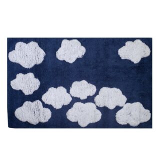 Tappetino bagno 100% cotone nuvole blu antiscivolo cm50x80x2