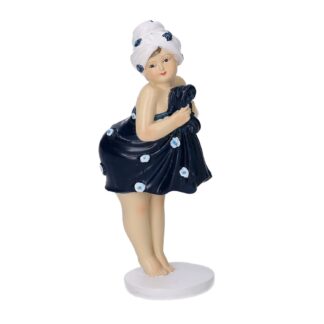 Statua resina donna con asciugamano blucm5,5x4,5h12,5