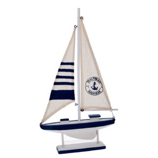 Barca legno naturale e blu cm22,5x4,5h41