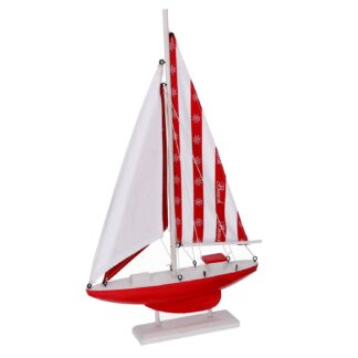 Barca legno naturale e rosso cm25,5x4,5h45,5