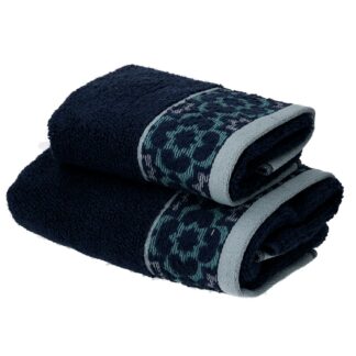 Set asciugamano ospite e viso Giada jaquard blu