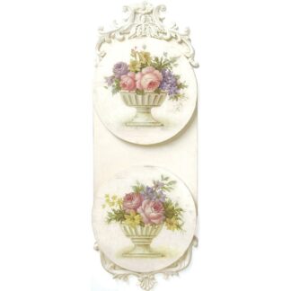 Quadro legno vaso fiori con fregio 2 assortiti cm21x58x2