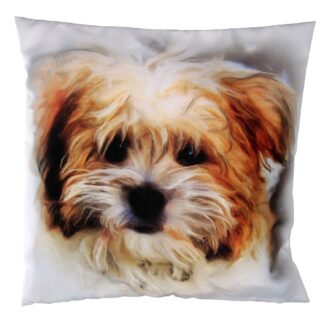 Cuscino tessuto con cane bianco cm43x43