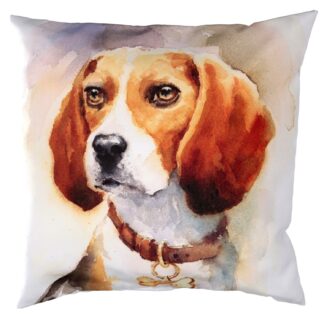 Cuscino tessuto con cane bianco cm43x43