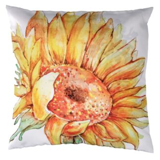 Cuscino tessuto con girasole bianco cm43x43