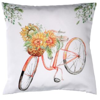 Cuscino tessuto con bicicletta bianco cm43x43