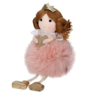 Angelo tessuto rosa angioletto con cuore oro cm6h10/17