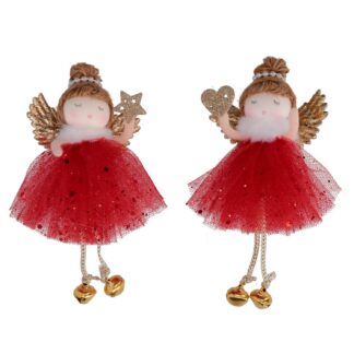 Angelo tessuto angioletti rosso e oro 2assortiti cmh14