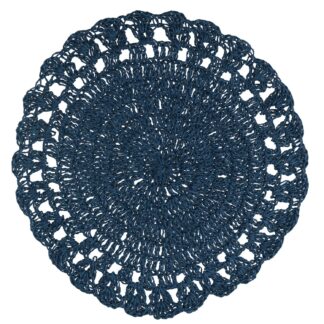 Tovaglietta carta con ricamo blu tondo cm ø38