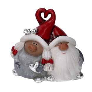 Gnomo resina statuetta coppia rosso cm9,5x6h8,5