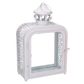 Lanterna metallo bianco cm17x9h30,5
