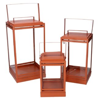 Lanterna metallo 1-3 arancione cm18x18h36,3/42,5