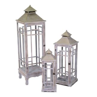 Lanterna legno 1-3 naturale cm35x35h118