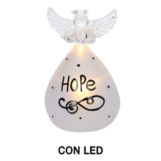 Angelo vetro scritta bianco cm ø6,5h11