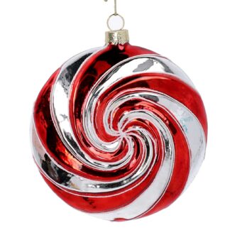 Sfera vetro spirale rosso cm10x4,5h10,5