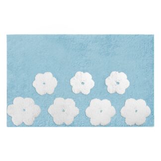 Tappetino bagno 100% cotone fiori acquaantiscivolo cm50x80x2