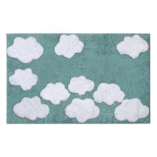 Tappetino bagno 100% cotone nuvole acqua antiscivolo cm50x80x2