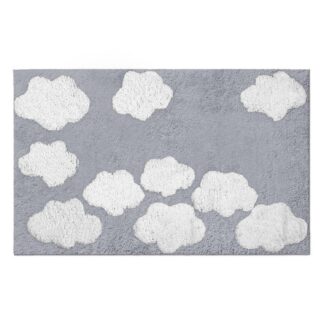 Tappetino bagno 100% cotone nuvole perla antiscivolo cm50x80x2