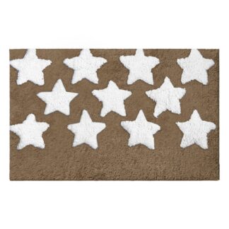 Tappetino bagno 100% cotone stelle beige antiscivolo cm50x80x2