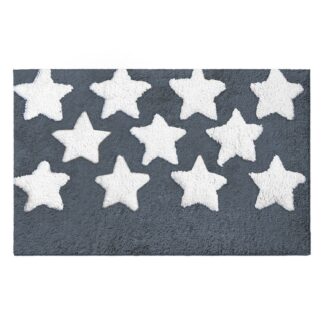 Tappetino bagno 100% cotone stelle grigio antiscivolo cm50x80x2