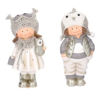 Statua resina bambini grigio 2 assortiti cm6,3x5h12