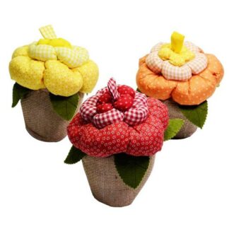 Fermaporta poliestere fiore vaso 3 assortiti cm15x15h23