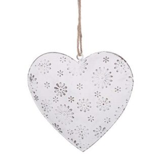 Cuore metallo bianco cm10,5x9x2
