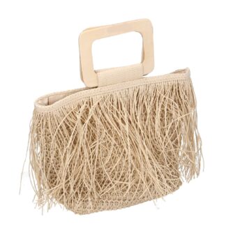 Borsa beige con frange cm33x13h24
