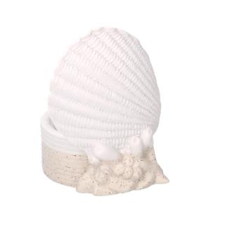 Portacandele ceramica mare 1 posto bianco crema cmø8h12