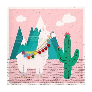 Quadro stampa lama sfondo rosa cm28x28x2,5